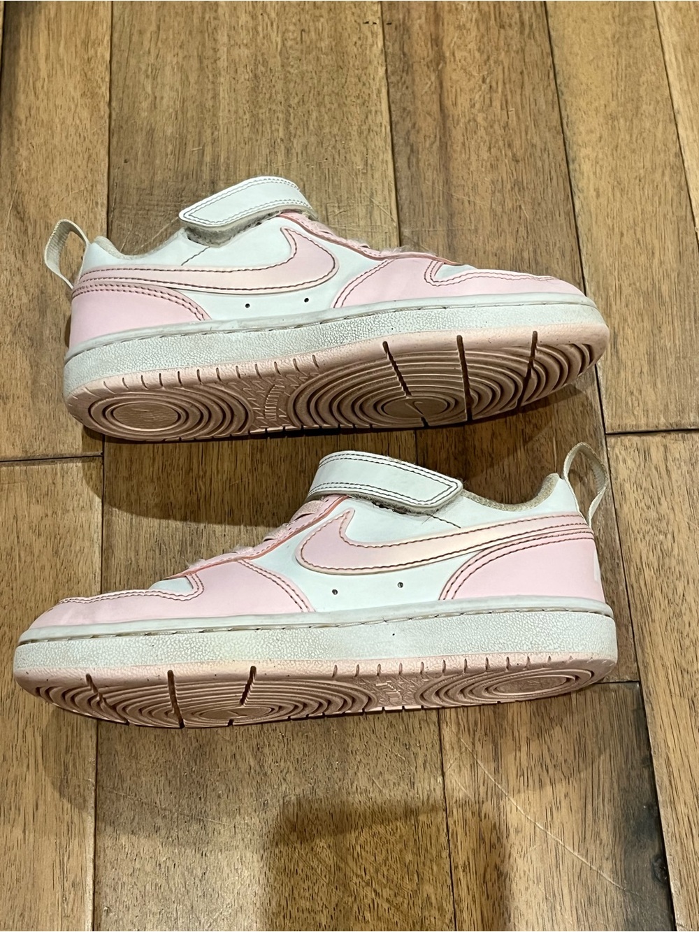 Nike Kids Pink and White Velcro Sneakers